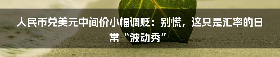 人民币兑美元中间价小幅调贬:别慌,这只是汇率的日常“波动秀”