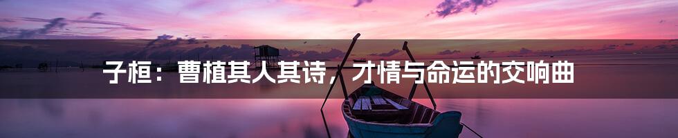 子桓:曹植其人其诗,才情与命运的交响曲