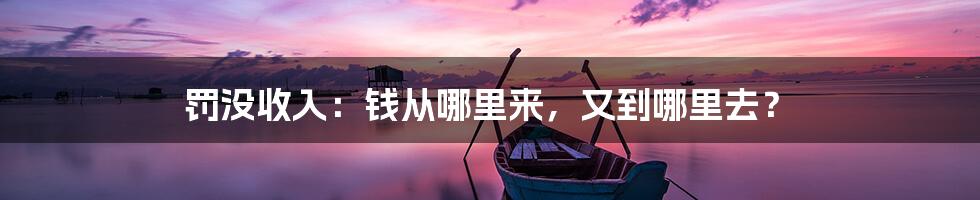 罚没收入：钱从哪里来，又到哪里去？