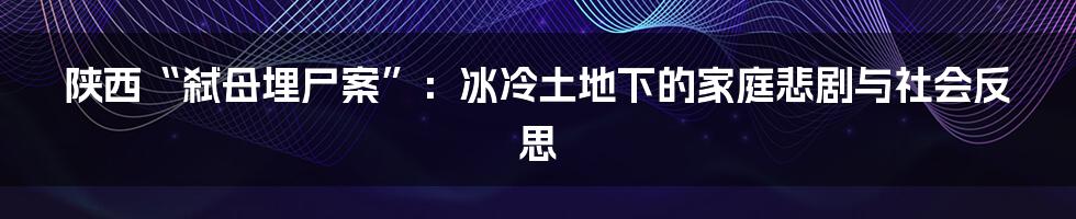 陕西“弑母埋尸案”:冰冷土地下的家庭悲剧与社会反思
