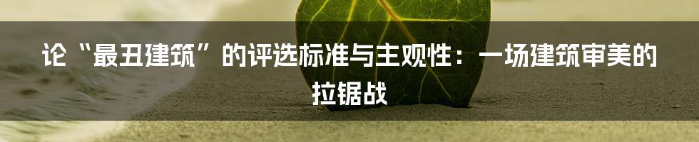 论“最丑建筑”的评选标准与主观性:一场建筑审美的拉锯战