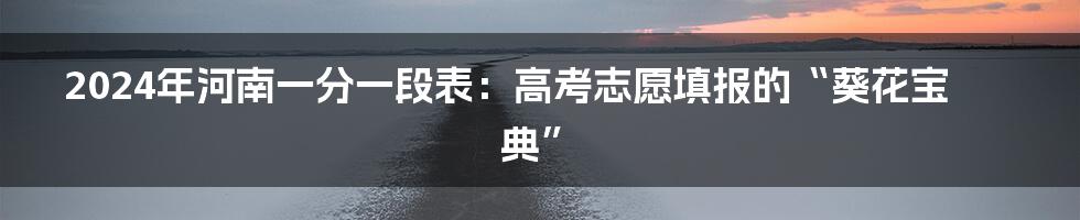 2024年河南一分一段表：高考志愿填报的“葵花宝典”