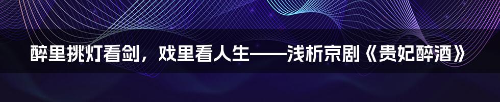 醉里挑灯看剑，戏里看人生——浅析京剧《贵妃醉酒》