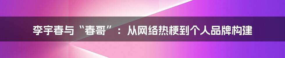 李宇春与“春哥”：从网络热梗到个人品牌构建