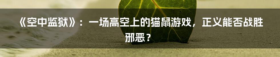 《空中监狱》：一场高空上的猫鼠游戏，正义能否战胜邪恶？