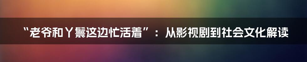 “老爷和丫鬟这边忙活着”:从影视剧到社会文化解读