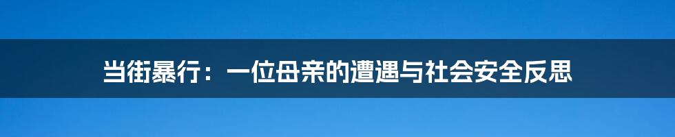 当街暴行:一位母亲的遭遇与社会安全反思
