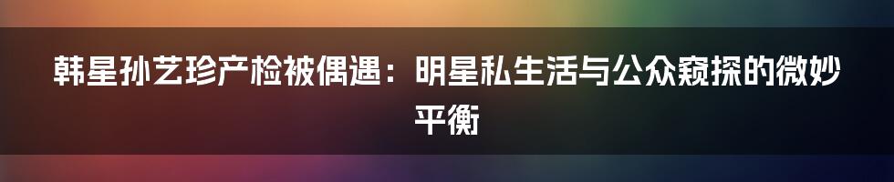 韩星孙艺珍产检被偶遇:明星私生活与公众窥探的微妙平衡