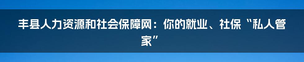 丰县人力资源和社会保障网:你的就业、社保“私人管家”