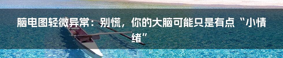 脑电图轻微异常:别慌,你的大脑可能只是有点“小情绪”