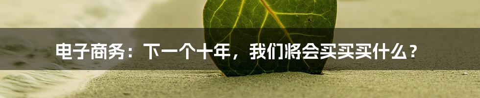 电子商务:下一个十年,我们将会买买买什么?