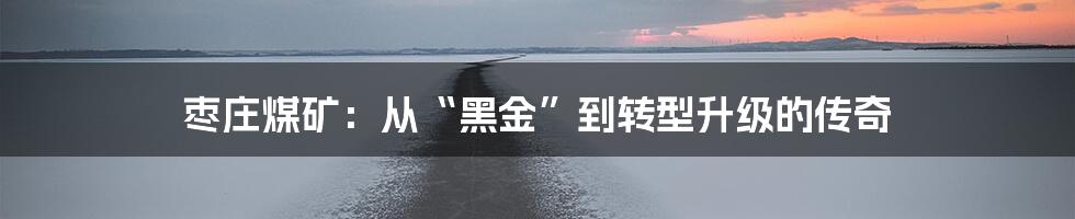 枣庄煤矿:从“黑金”到转型升级的传奇