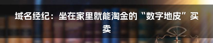 域名经纪:坐在家里就能淘金的“数字地皮”买卖