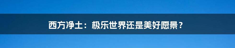 西方净土:极乐世界还是美好愿景?
