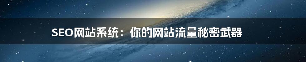 SEO网站系统：你的网站流量秘密武器
