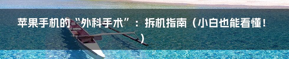 苹果手机的“外科手术”:拆机指南(小白也能看懂!)