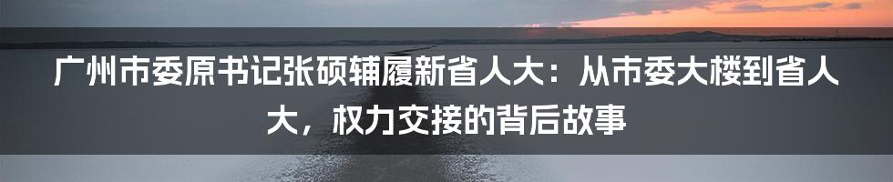 广州市委原书记张硕辅履新省人大:从市委大楼到省人大,权力交接的背后故事