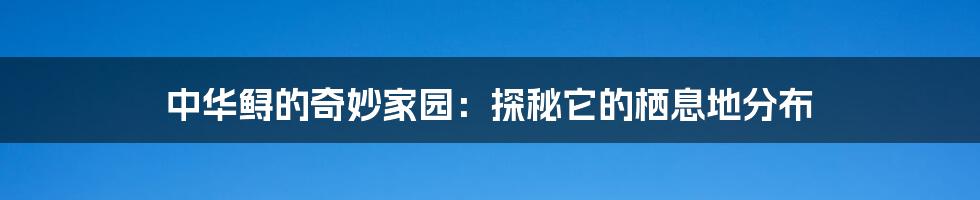 中华鲟的奇妙家园:探秘它的栖息地分布