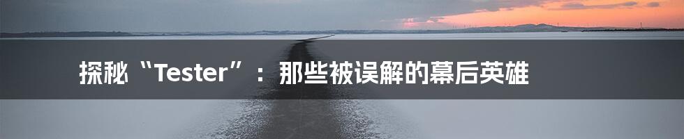 探秘“Tester”:那些被误解的幕后英雄