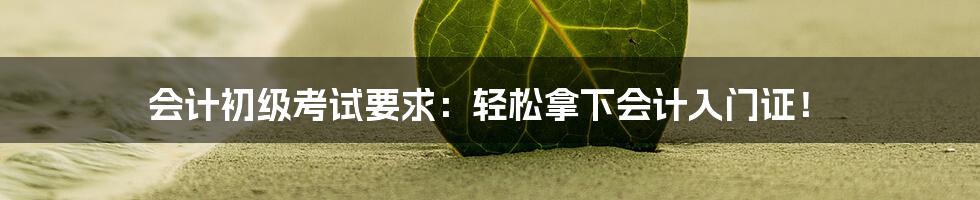 会计初级考试要求:轻松拿下会计入门证!