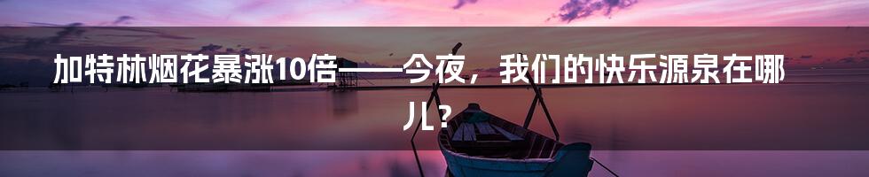 加特林烟花暴涨10倍——今夜,我们的快乐源泉在哪儿?
