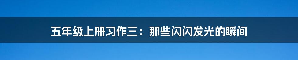 五年级上册习作三:那些闪闪发光的瞬间