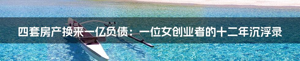 四套房产换来一亿负债:一位女创业者的十二年沉浮录