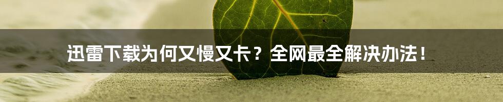 迅雷下载为何又慢又卡?全网最全解决办法!