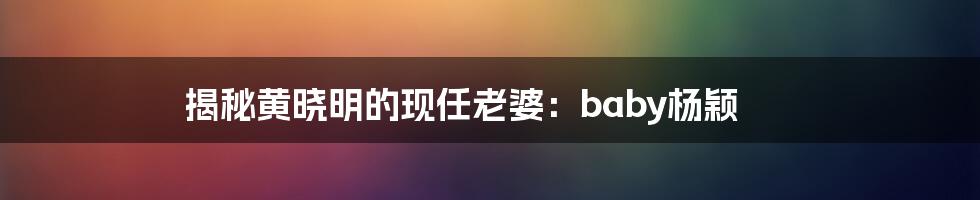 揭秘黄晓明的现任老婆:baby杨颖