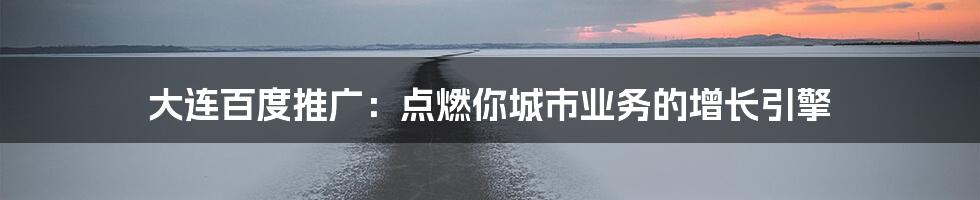 大连百度推广:点燃你城市业务的增长引擎