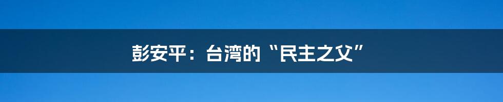 彭安平：台湾的“民主之父”