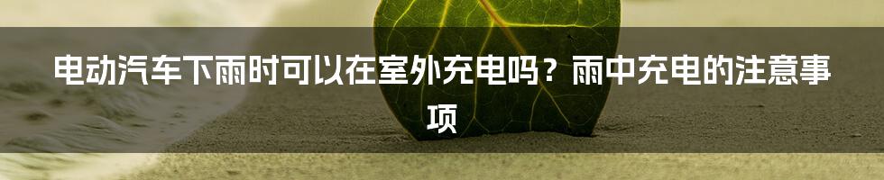 电动汽车下雨时可以在室外充电吗?雨中充电的注意事项