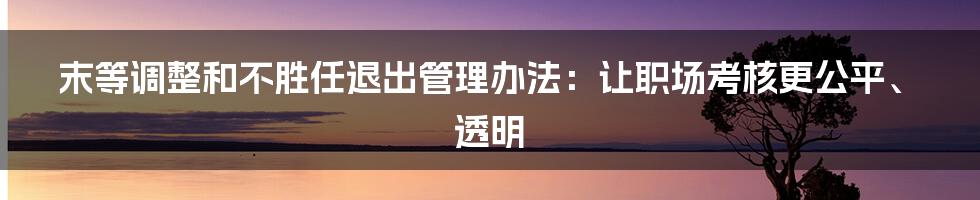 末等调整和不胜任退出管理办法：让职场考核更公平、透明