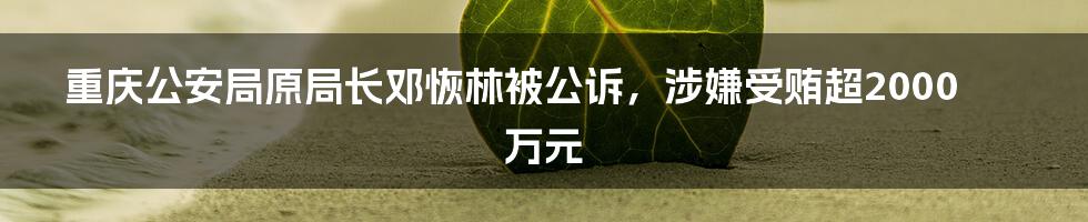 重庆公安局原局长邓恢林被公诉,涉嫌受贿超2000万元