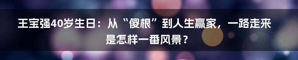 王宝强40岁生日:从“傻根”到人生赢家,一路走来是怎样一番风景?