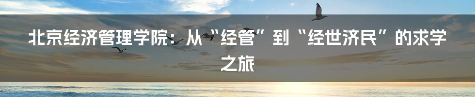 北京经济管理学院:从“经管”到“经世济民”的求学之旅