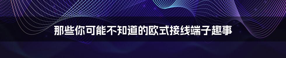 那些你可能不知道的欧式接线端子趣事
