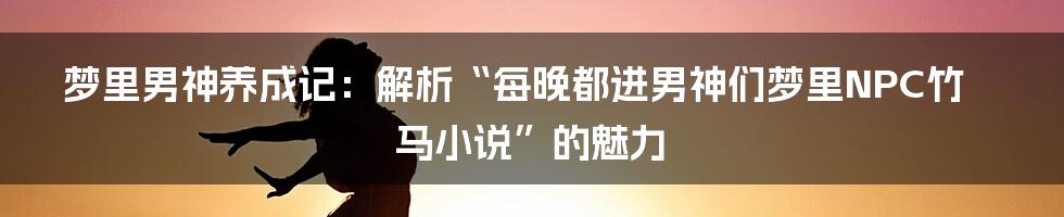 梦里男神养成记:解析“每晚都进男神们梦里NPC竹马小说”的魅力