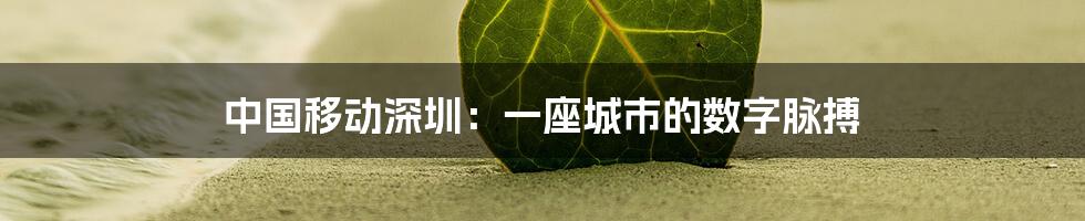 中国移动深圳:一座城市的数字脉搏