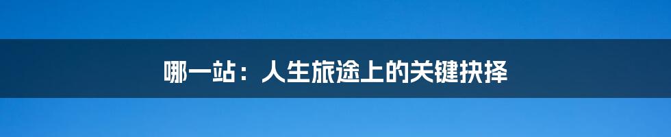 哪一站:人生旅途上的关键抉择