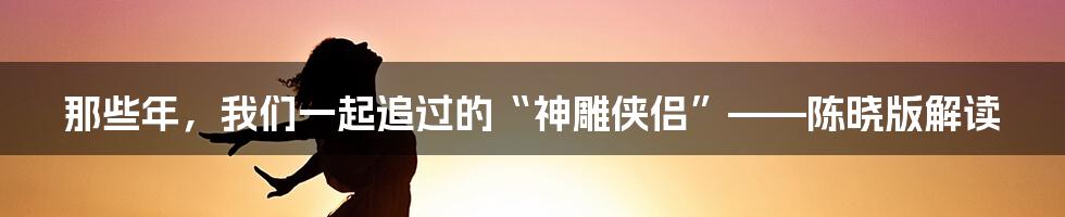 那些年,我们一起追过的“神雕侠侣”——陈晓版解读