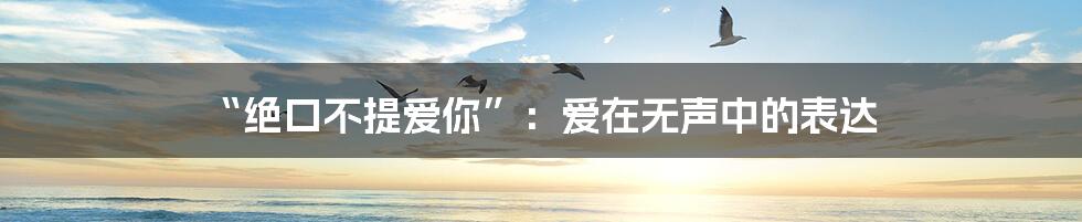 “绝口不提爱你”:爱在无声中的表达