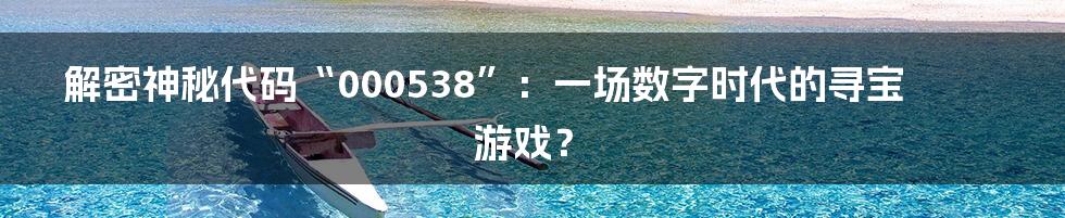 解密神秘代码“000538”:一场数字时代的寻宝游戏?
