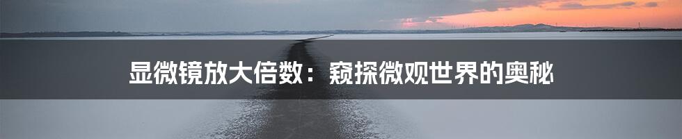 显微镜放大倍数:窥探微观世界的奥秘