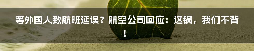 等外国人致航班延误？航空公司回应：这锅，我们不背！