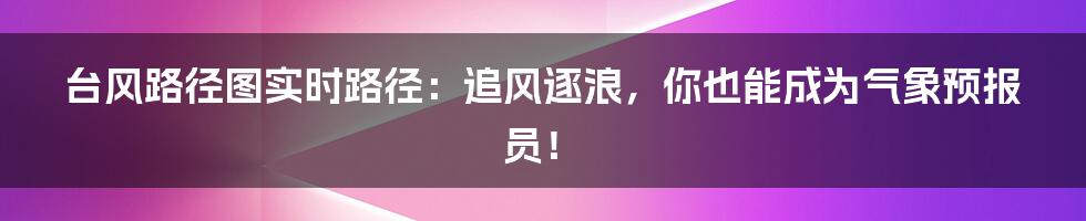 台风路径图实时路径：追风逐浪，你也能成为气象预报员！