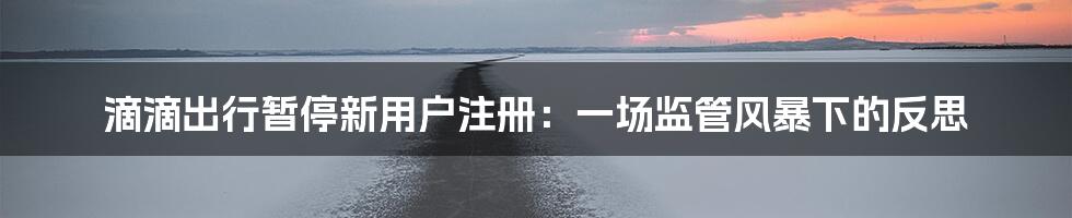 滴滴出行暂停新用户注册：一场监管风暴下的反思