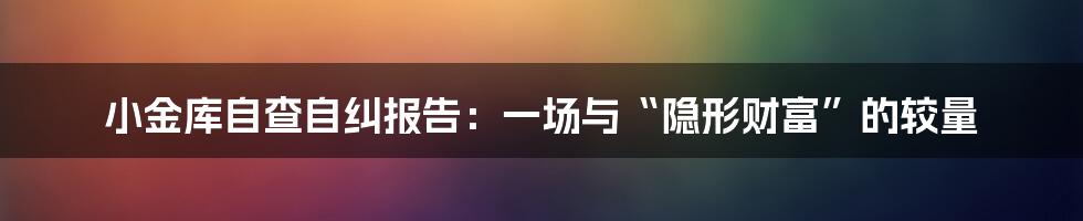 小金库自查自纠报告：一场与“隐形财富”的较量