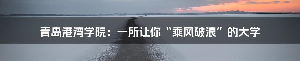 青岛港湾学院:一所让你“乘风破浪”的大学