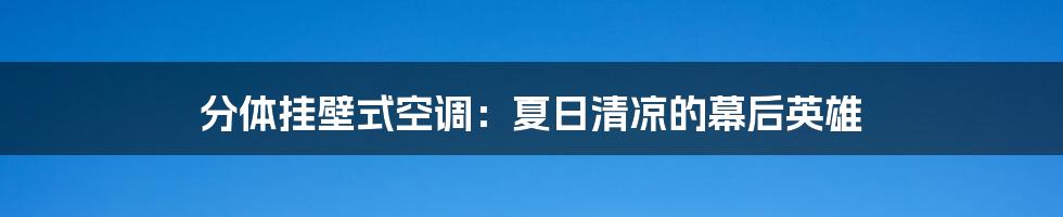 分体挂壁式空调:夏日清凉的幕后英雄